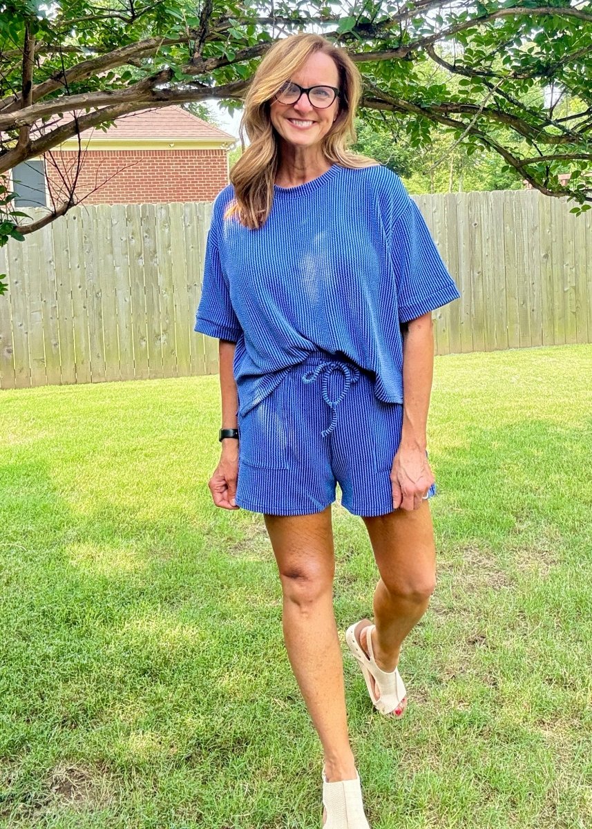 Mindy Ribbed Short Set - Classic Blue - short set - Jimberly's Boutique - Olive Branch - Mississippi