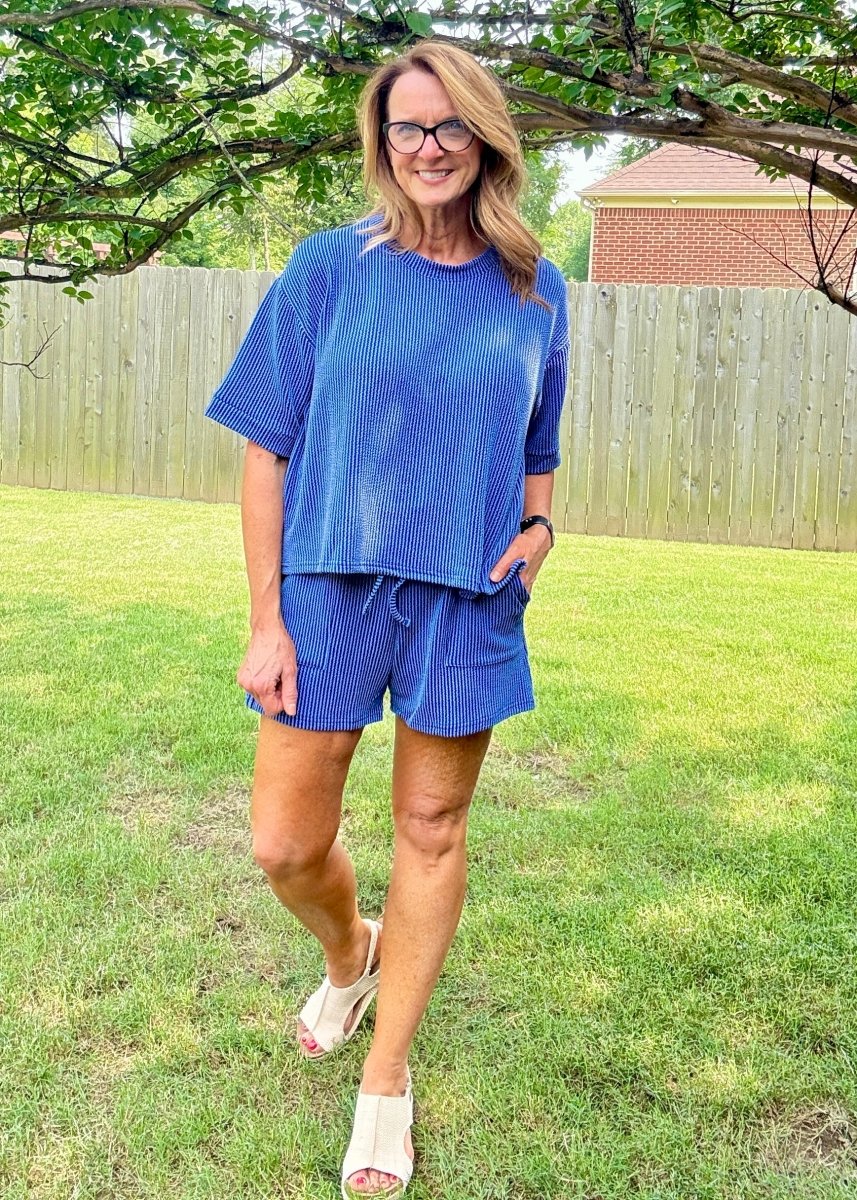 Mindy Ribbed Short Set - Classic Blue - short set - Jimberly's Boutique - Olive Branch - Mississippi