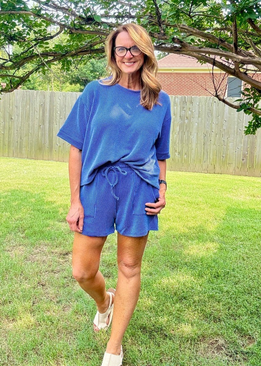 Mindy Ribbed Short Set - Classic Blue - short set - Jimberly's Boutique - Olive Branch - Mississippi