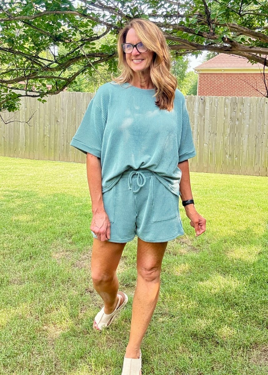 Mindy Ribbed Short Set - Jade - short set - Jimberly's Boutique - Olive Branch - Mississippi