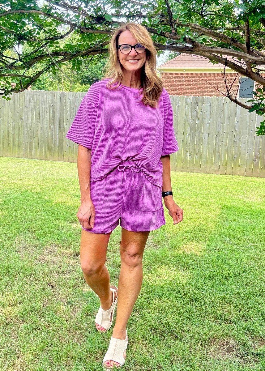 Mindy Ribbed Short Set - Lt Plum - short set - Jimberly's Boutique - Olive Branch - Mississippi