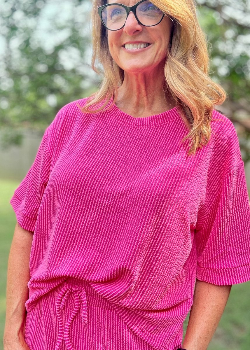 Mindy Ribbed Short Set - Neon Hot Pink | Zenana - short set - Jimberly's Boutique - Olive Branch - Mississippi