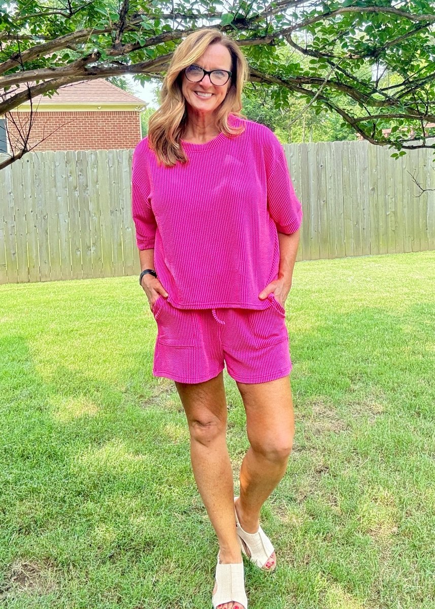 Mindy Ribbed Short Set - Neon Hot Pink | Zenana - short set - Jimberly's Boutique - Olive Branch - Mississippi