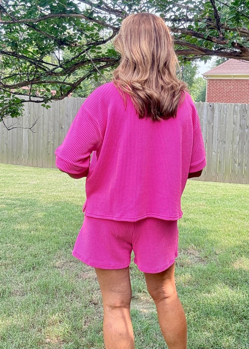 Mindy Ribbed Short Set - Neon Hot Pink | Zenana - short set - Jimberly's Boutique - Olive Branch - Mississippi