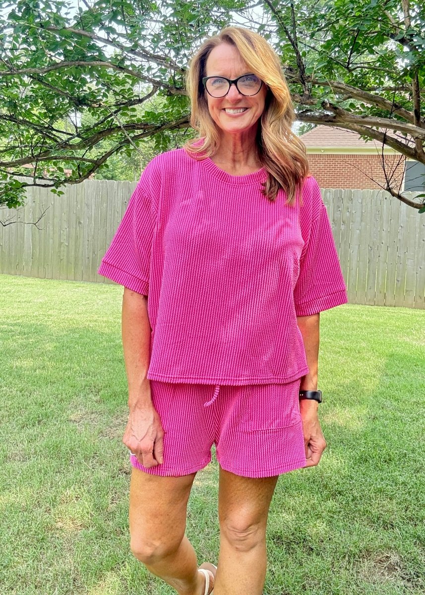 Mindy Ribbed Short Set - Neon Hot Pink | Zenana - short set - Jimberly's Boutique - Olive Branch - Mississippi