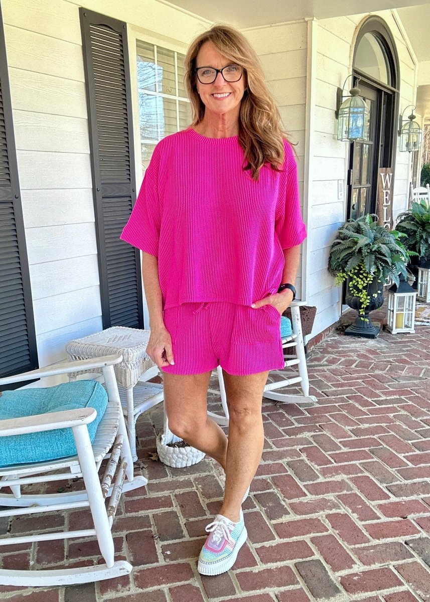 Mindy Ribbed Short Set - Neon Hot Pink | Zenana - short set - Jimberly's Boutique - Olive Branch - Mississippi