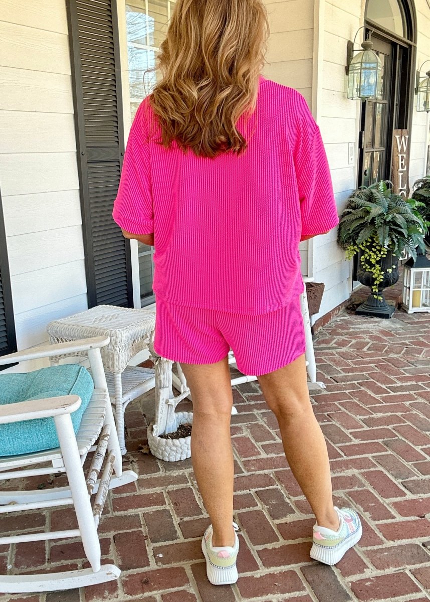 Mindy Ribbed Short Set - Neon Hot Pink | Zenana - short set - Jimberly's Boutique - Olive Branch - Mississippi