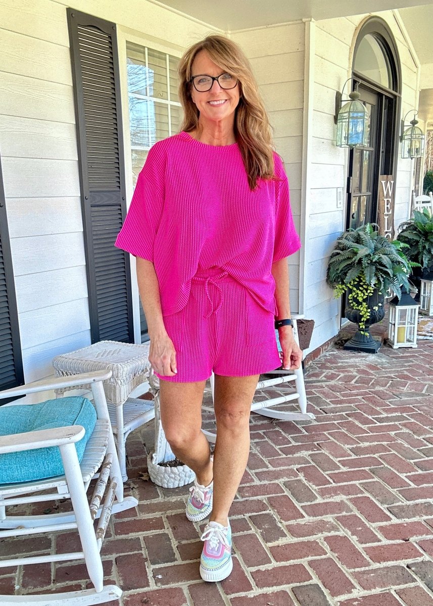 Mindy Ribbed Short Set - Neon Hot Pink | Zenana - short set - Jimberly's Boutique - Olive Branch - Mississippi