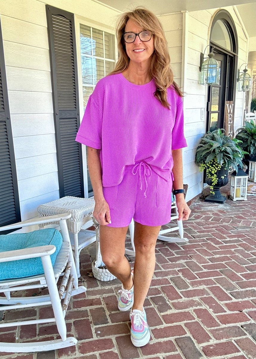 Mindy Ribbed Short Set - Spring Violet | Zenana - short set - Jimberly's Boutique - Olive Branch - Mississippi