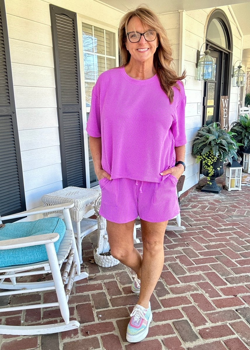 Mindy Ribbed Short Set - Spring Violet | Zenana - short set - Jimberly's Boutique - Olive Branch - Mississippi