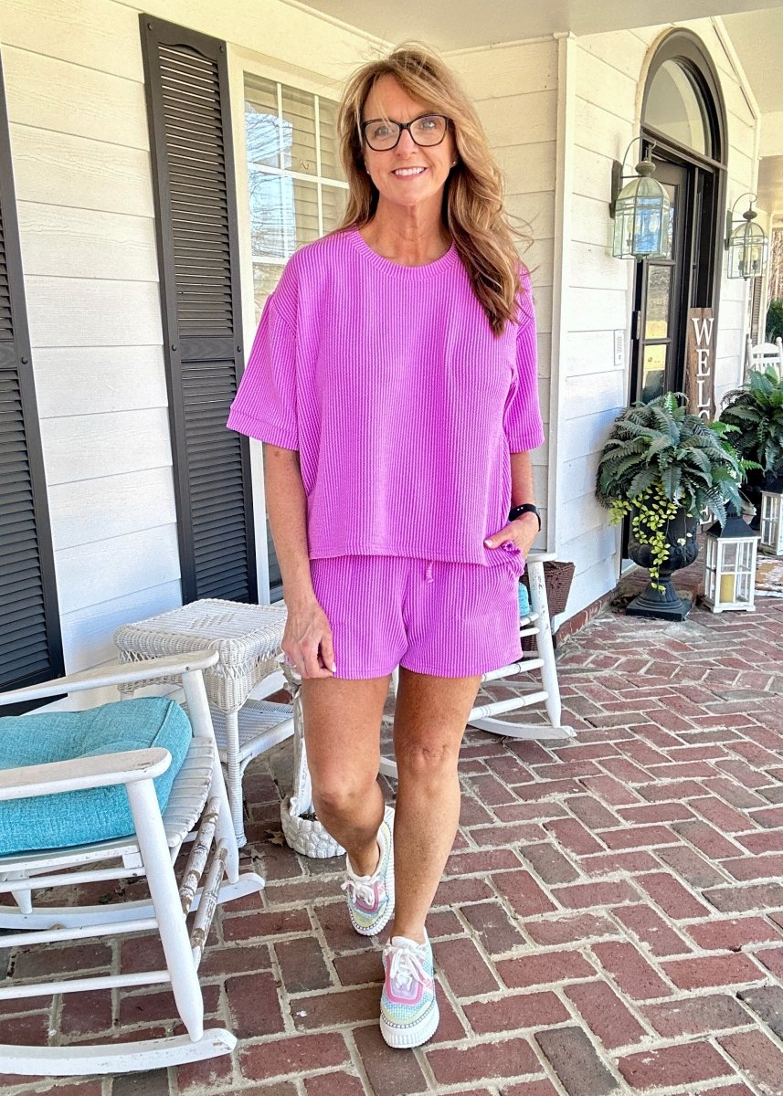 Mindy Ribbed Short Set - Spring Violet | Zenana - short set - Jimberly's Boutique - Olive Branch - Mississippi