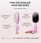 Mini Detangler Brush For Medium Hair - Pinch Me Pink - Teleties Hair Brush -Jimberly's Boutique-Olive Branch-Mississippi