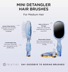 Mini Detangler Brush For Medium Hair - Tide & True Blue - Teleties Hair Brush -Jimberly's Boutique-Olive Branch-Mississippi