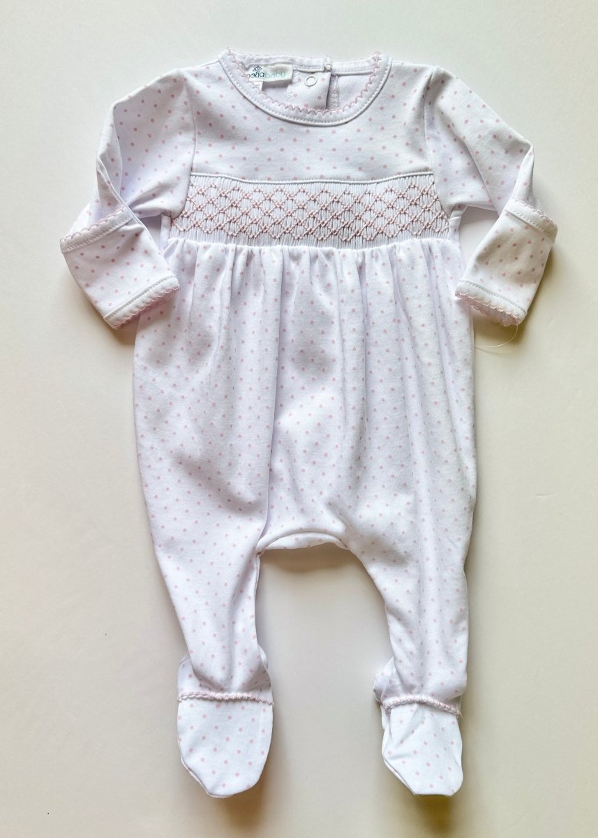 Magnolia Baby Girls Kylie's Classics Pink Floral Smocked Bubble main image 0