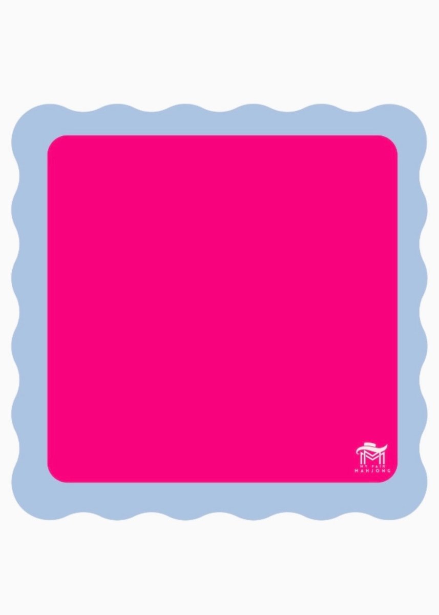 Mini Mahjong Mat - Pink Center/Blue Scallop | My Fair Mahjong - Mahjong Mat -Jimberly's Boutique-Olive Branch-Mississippi