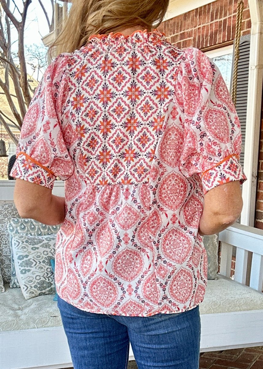 Mix Boho Blouse/Top - Red Mix | Umgee - Umgee Top - Jimberly's Boutique - Olive Branch - Mississippi