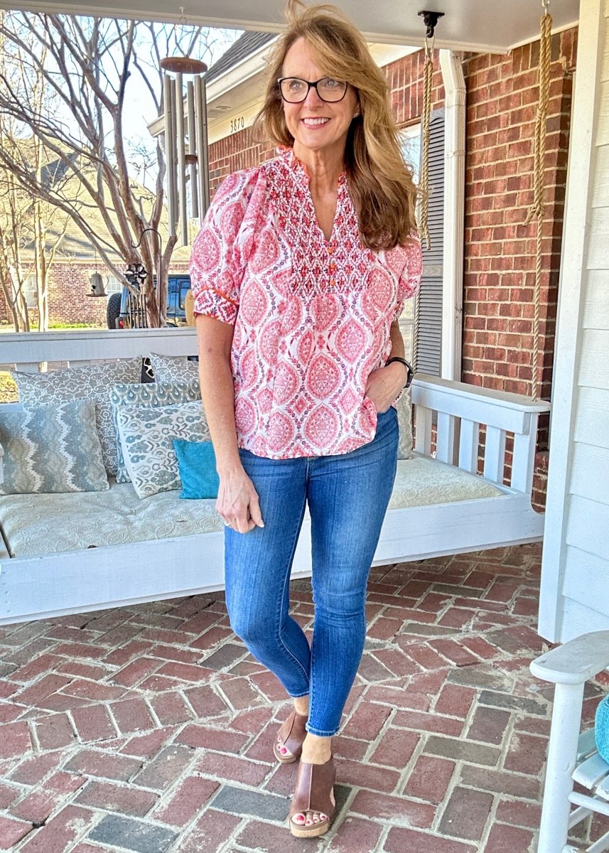 Mix Boho Blouse/Top - Red Mix | Umgee - Umgee Top - Jimberly's Boutique - Olive Branch - Mississippi