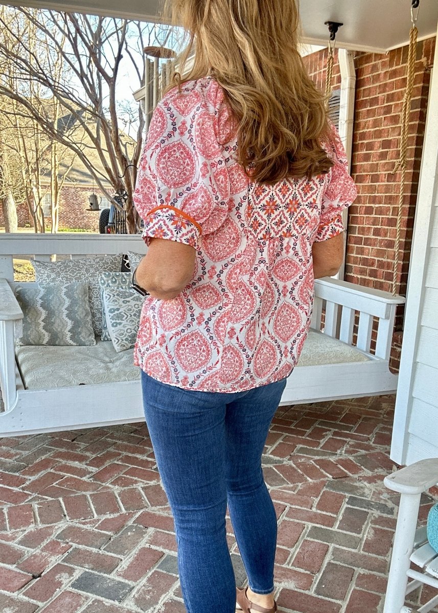 Mix Boho Blouse/Top - Red Mix | Umgee - Umgee Top - Jimberly's Boutique - Olive Branch - Mississippi