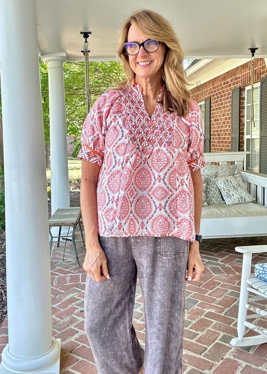 Mix Boho Blouse/Top - Red Mix | Umgee - Umgee Top - Jimberly's Boutique - Olive Branch - Mississippi