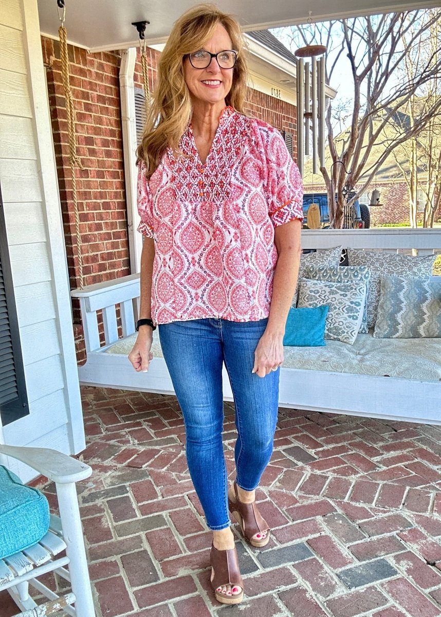 Mix Boho Blouse/Top - Red Mix | Umgee - Umgee Top - Jimberly's Boutique - Olive Branch - Mississippi