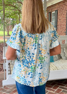 Mix Media Flutter Sleeve Top - Blue | Umgee - Umgee Top -Jimberly's Boutique-Olive Branch-Mississippi