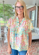 Mix Media Flutter Sleeve Top - Coral Mix | Umgee - Umgee Top -Jimberly's Boutique-Olive Branch-Mississippi