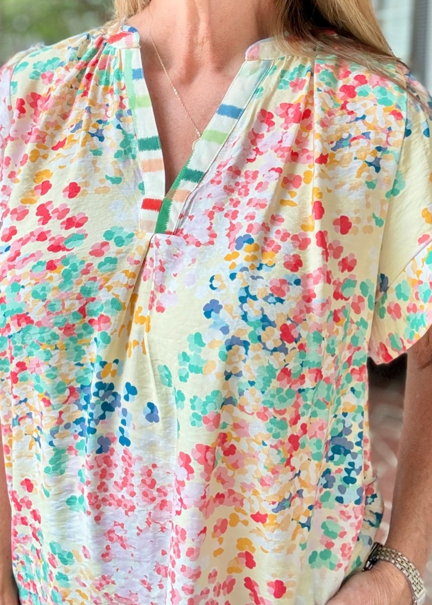 Mix Media Flutter Sleeve Top - Coral Mix | Umgee - Umgee Top -Jimberly's Boutique-Olive Branch-Mississippi