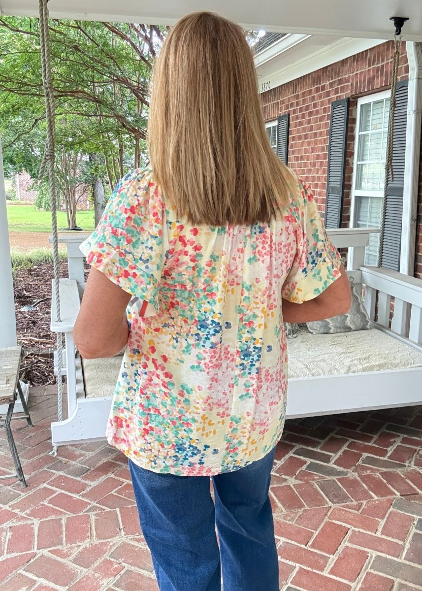 Mix Media Flutter Sleeve Top - Coral Mix | Umgee - Umgee Top -Jimberly's Boutique-Olive Branch-Mississippi