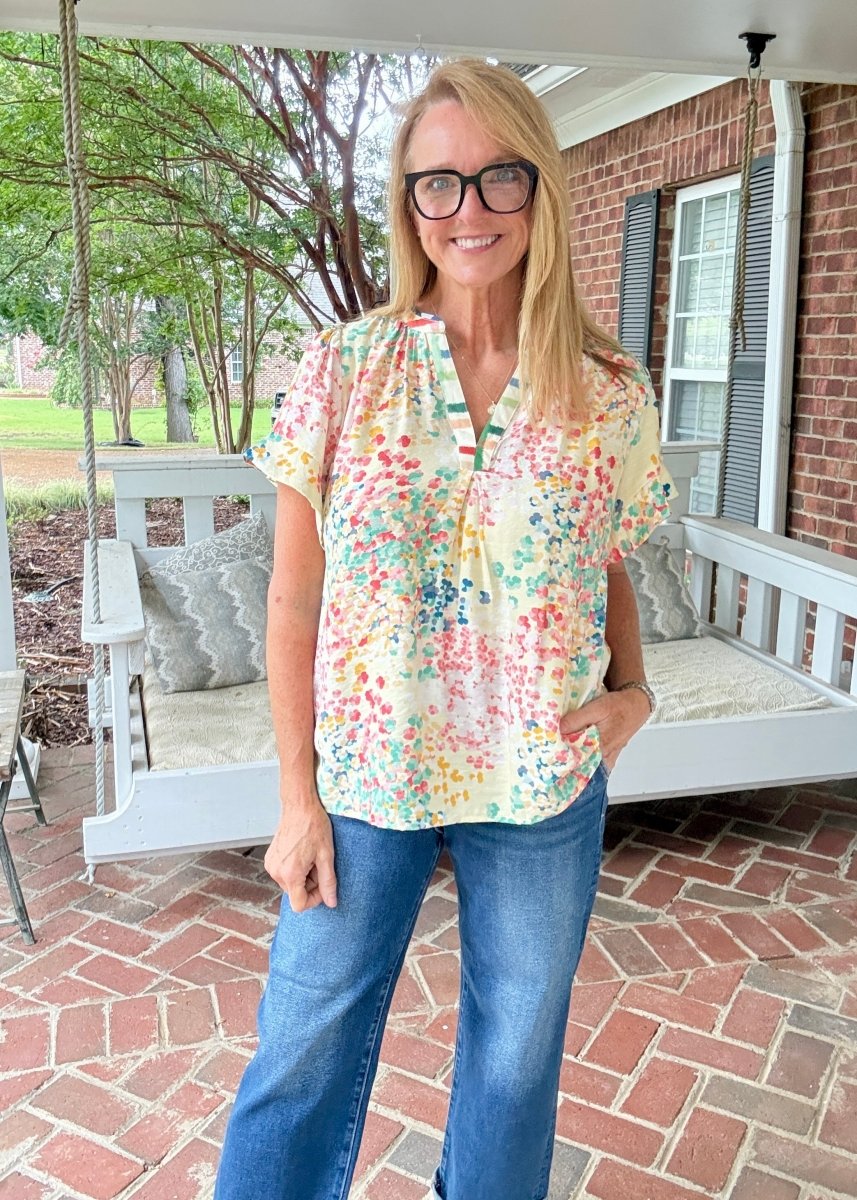 Mix Media Flutter Sleeve Top - Coral Mix | Umgee - Umgee Top -Jimberly's Boutique-Olive Branch-Mississippi