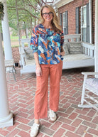 Mixed Print Top - Blue Mix | Umgee - Umgee Top -Jimberly's Boutique-Olive Branch-Mississippi