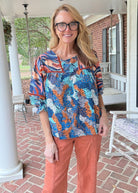 Mixed Print Top - Blue Mix | Umgee - Umgee Top -Jimberly's Boutique-Olive Branch-Mississippi