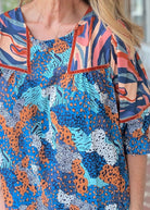 Mixed Print Top - Blue Mix | Umgee - Umgee Top -Jimberly's Boutique-Olive Branch-Mississippi