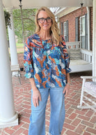 Mixed Print Top - Blue Mix | Umgee - Umgee Top -Jimberly's Boutique-Olive Branch-Mississippi
