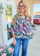 Mixed Print Top - Green Mix - Umgee Top -Jimberly's Boutique-Olive Branch-Mississippi