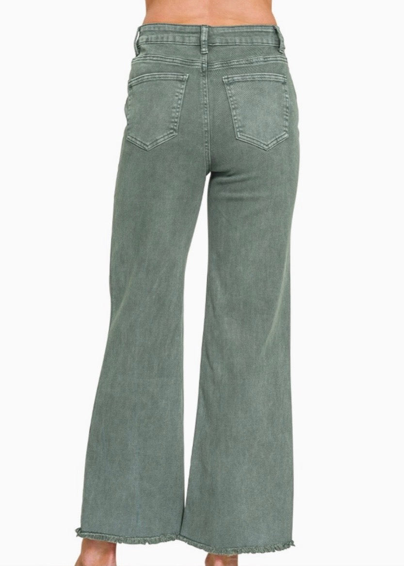 Mobile Acid Wash Straight Wide Pants - Ash Jade - casual pants -Jimberly's Boutique-Olive Branch-Mississippi