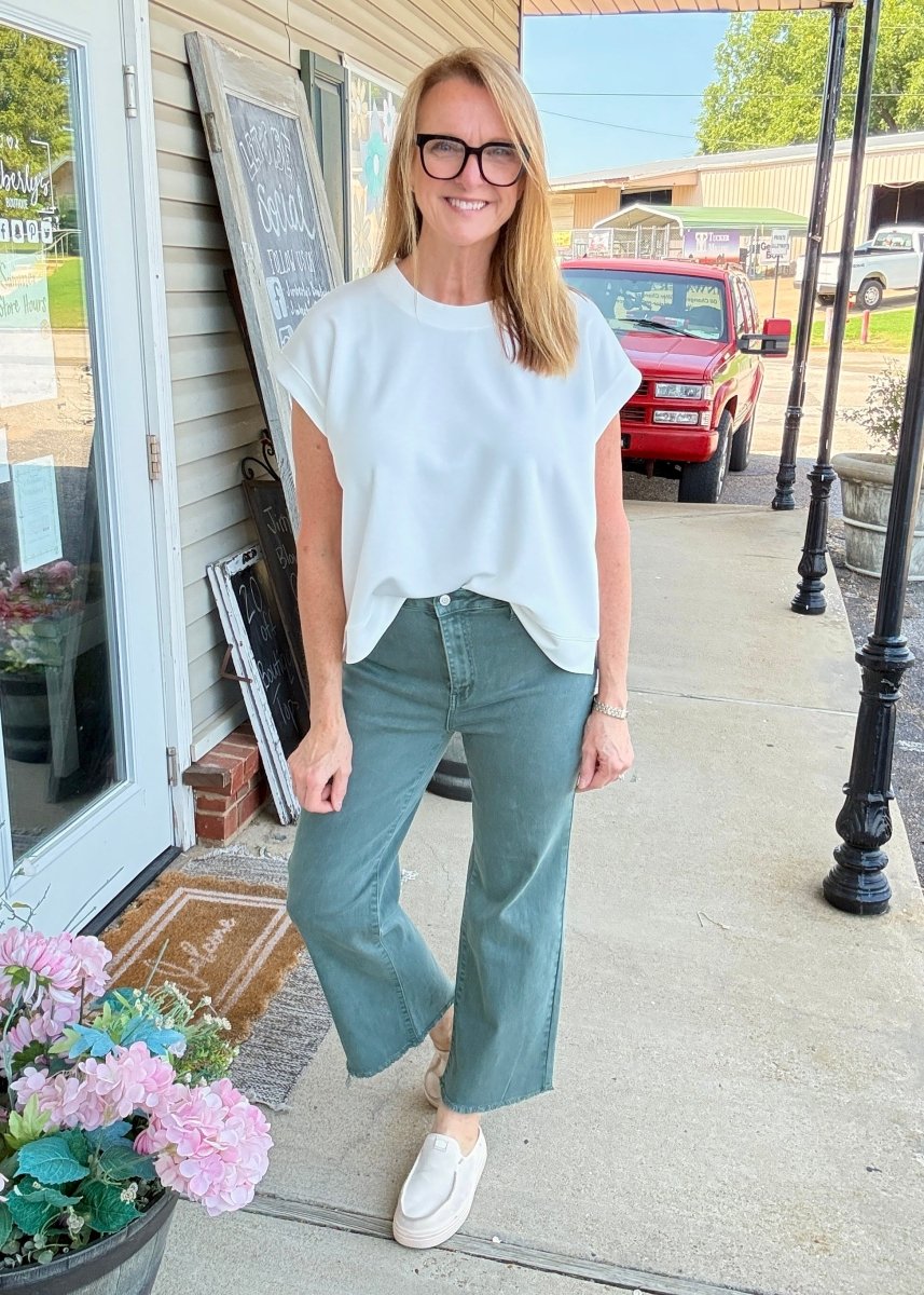 Mobile Acid Wash Straight Wide Pants - Ash Jade - casual pants -Jimberly's Boutique-Olive Branch-Mississippi