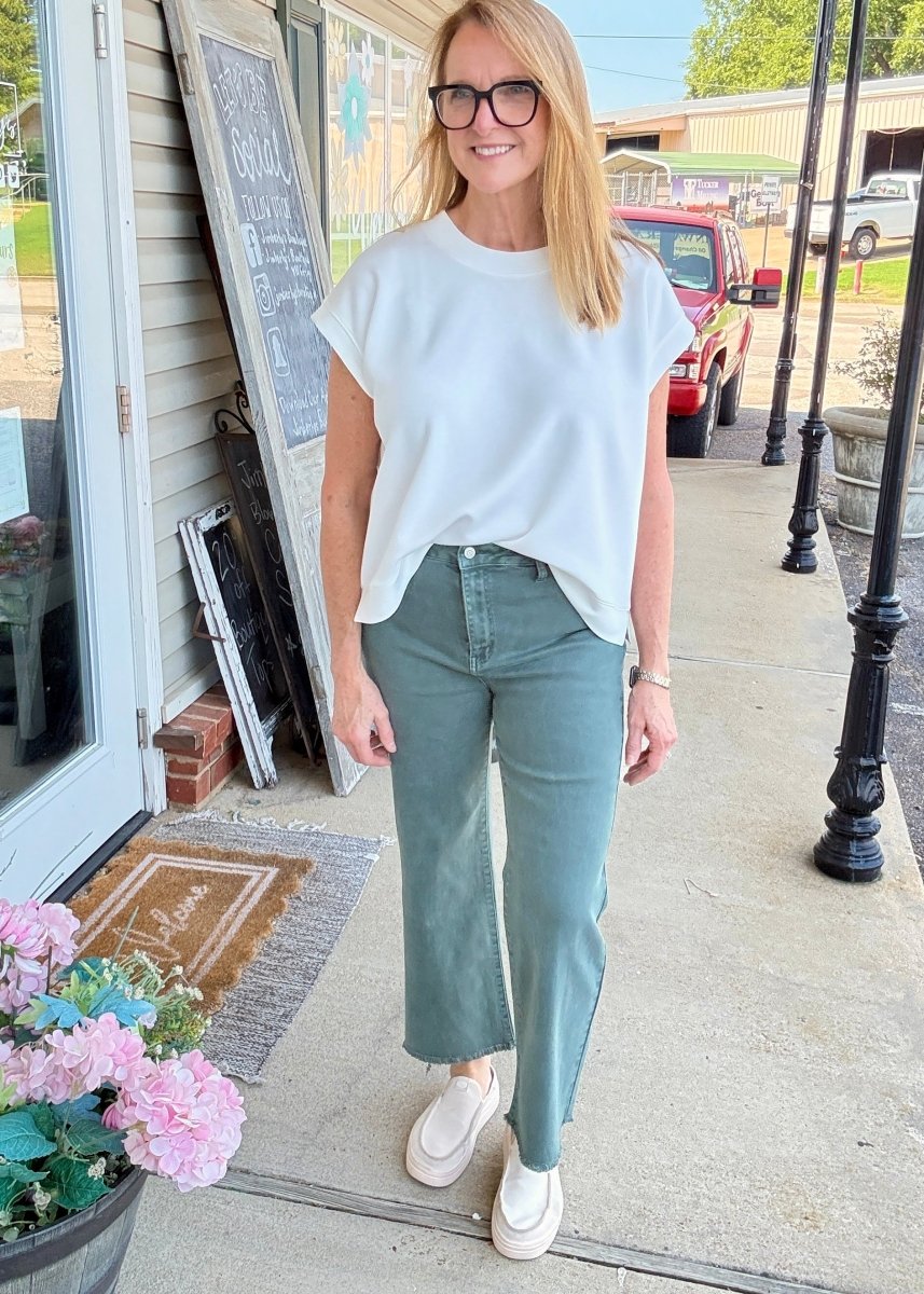 Mobile Acid Wash Straight Wide Pants - Ash Jade - casual pants -Jimberly's Boutique-Olive Branch-Mississippi