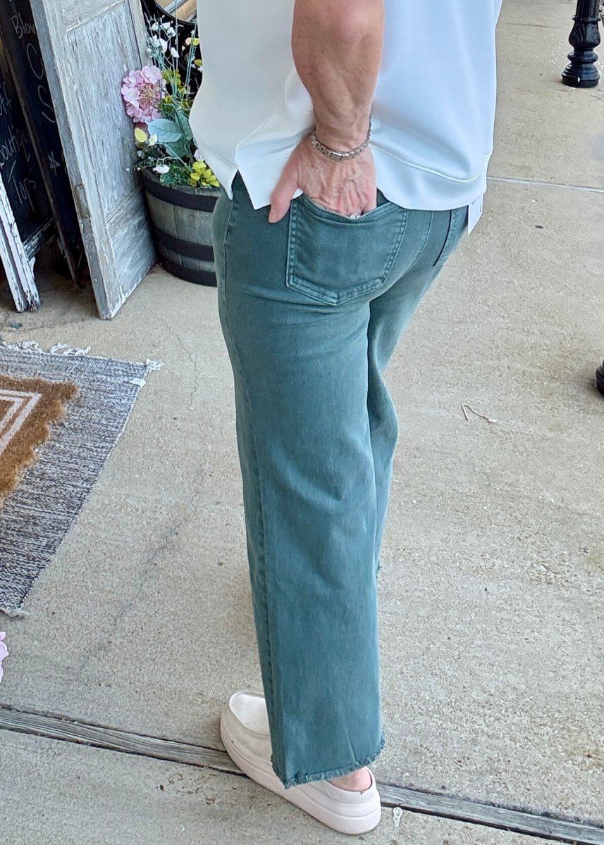 Mobile Acid Wash Straight Wide Pants - Ash Jade - casual pants -Jimberly's Boutique-Olive Branch-Mississippi