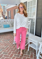 Mobile Acid Wash Straight Wide Pants - Fuchsia - casual pants - Jimberly's Boutique - Olive Branch - Mississippi