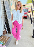Mobile Acid Wash Straight Wide Pants - Hot Pink - casual pants -Jimberly's Boutique-Olive Branch-Mississippi