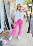 Mobile Acid Wash Straight Wide Pants - Hot Pink - casual pants -Jimberly's Boutique-Olive Branch-Mississippi