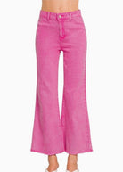 Mobile Acid Wash Straight Wide Pants - Hot Pink - casual pants -Jimberly's Boutique-Olive Branch-Mississippi