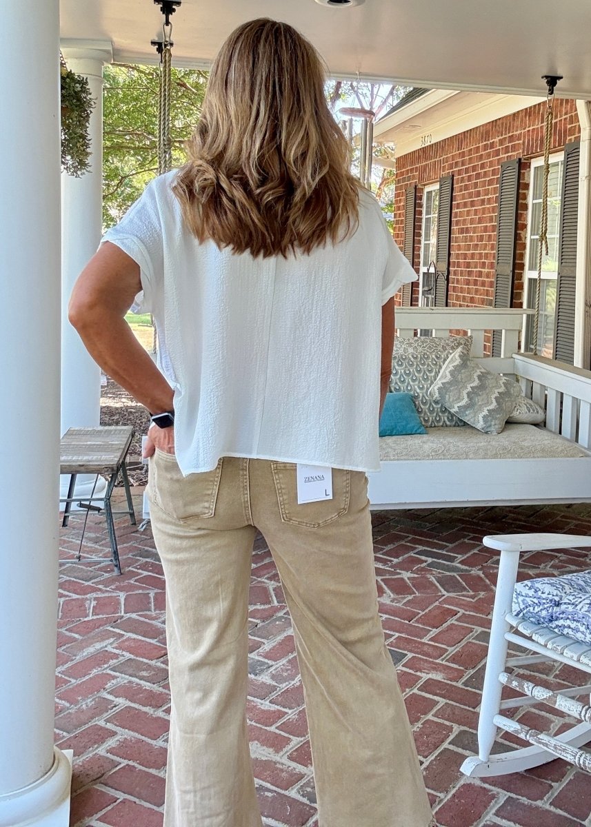Mobile Acid Wash Straight Wide Pants - Lt Camel - casual pants - Jimberly's Boutique - Olive Branch - Mississippi