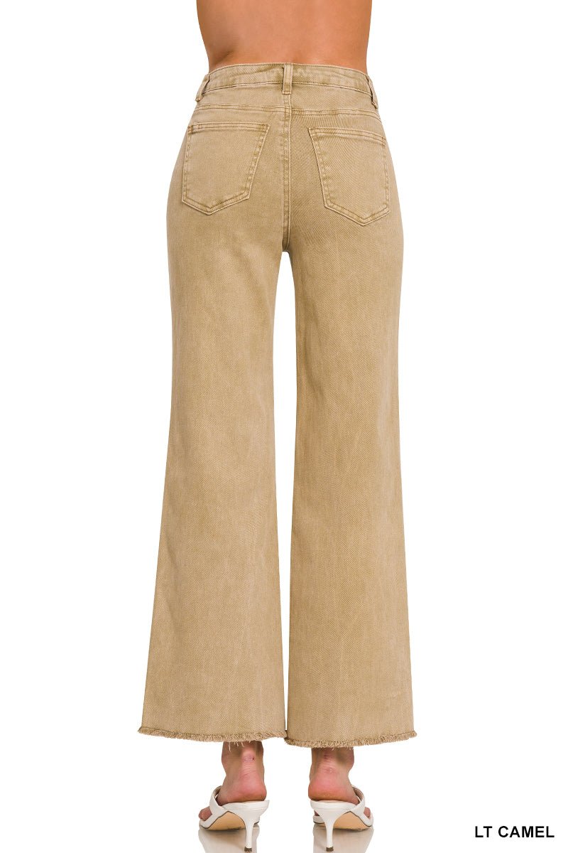 Mobile Acid Wash Straight Wide Pants - Lt Camel - casual pants - Jimberly's Boutique - Olive Branch - Mississippi