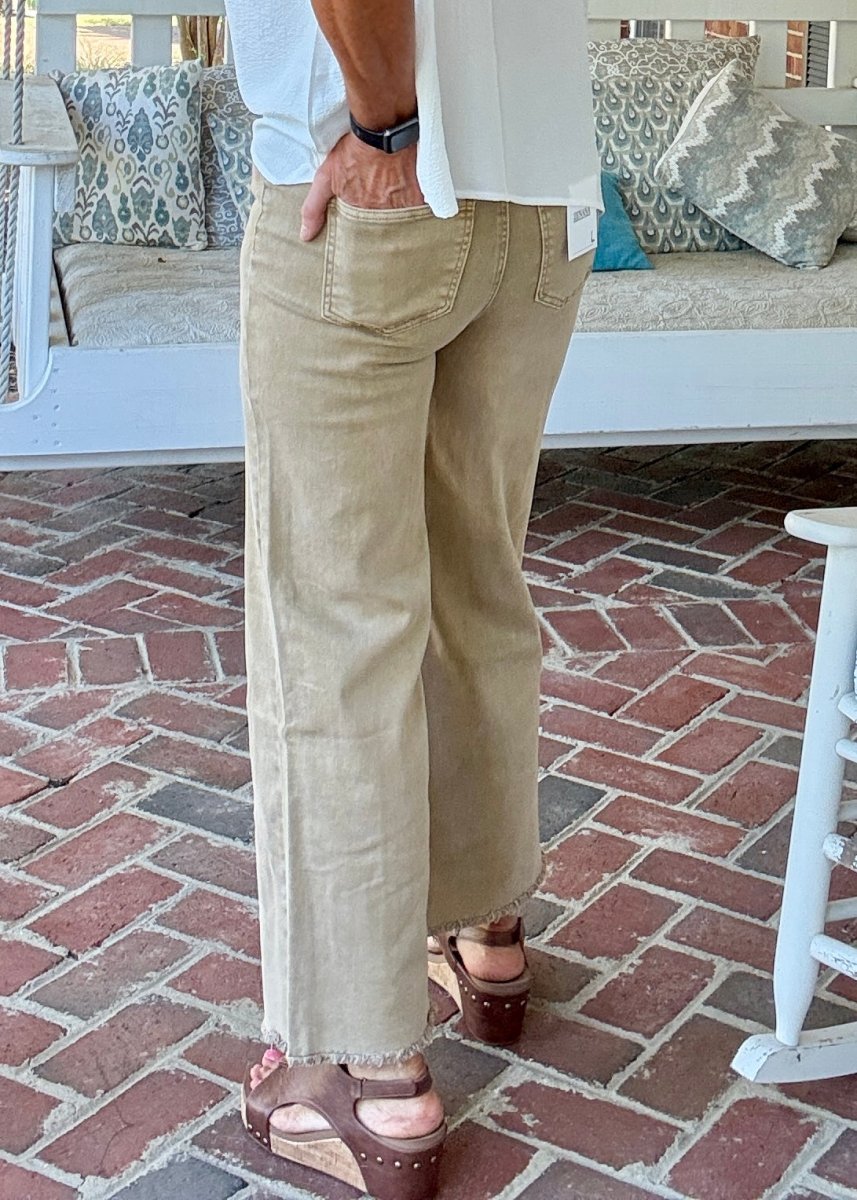 Mobile Acid Wash Straight Wide Pants - Lt Camel - casual pants - Jimberly's Boutique - Olive Branch - Mississippi