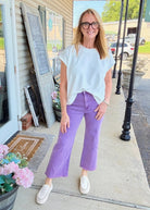 Mobile Acid Wash Straight Wide Pants - Lt Plum - casual pants -Jimberly's Boutique-Olive Branch-Mississippi