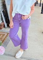 Mobile Acid Wash Straight Wide Pants - Lt Plum - casual pants -Jimberly's Boutique-Olive Branch-Mississippi