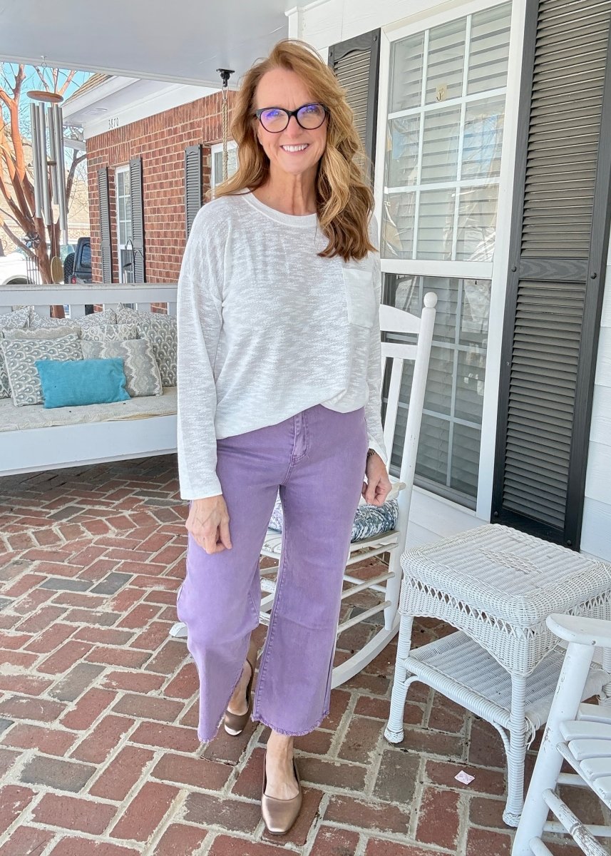 Mobile Acid Wash Straight Wide Pants - Lt Plum - casual pants - Jimberly's Boutique - Olive Branch - Mississippi