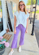 Mobile Acid Wash Straight Wide Pants - Lt Plum - casual pants -Jimberly's Boutique-Olive Branch-Mississippi