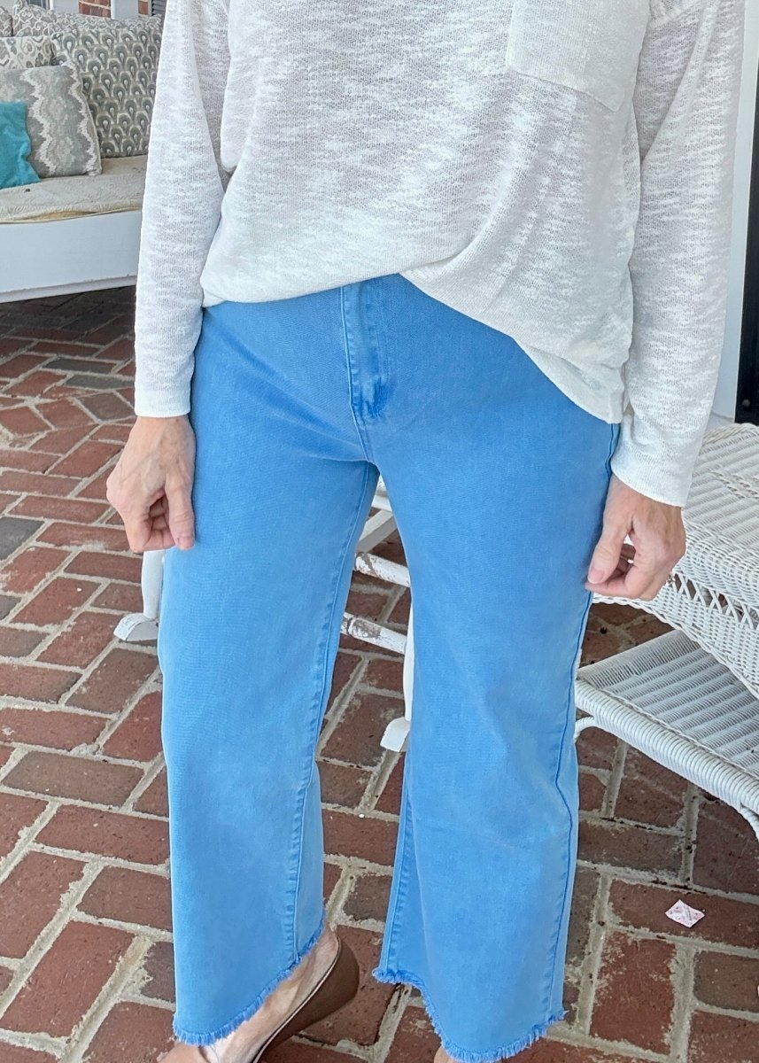 Mobile Acid Wash Straight Wide Pants - Ocean Blue - casual pants - Jimberly's Boutique - Olive Branch - Mississippi